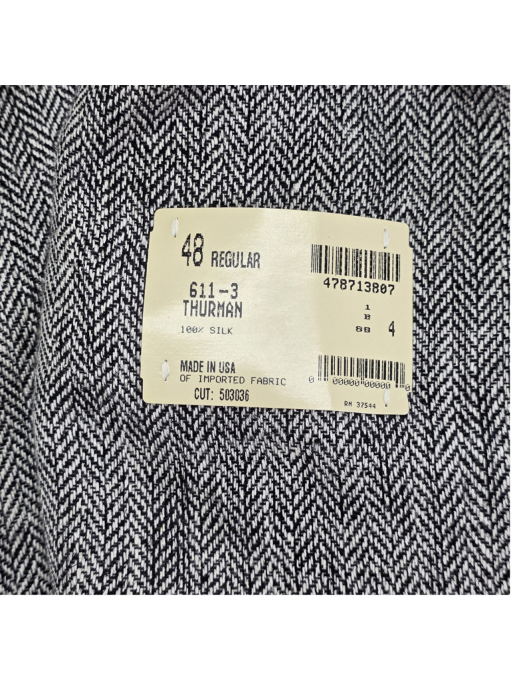 Classic Clothiers 48R 100% Silk Herringbone Sport Coat Gray Made USA NWT - Picture 5 of 15